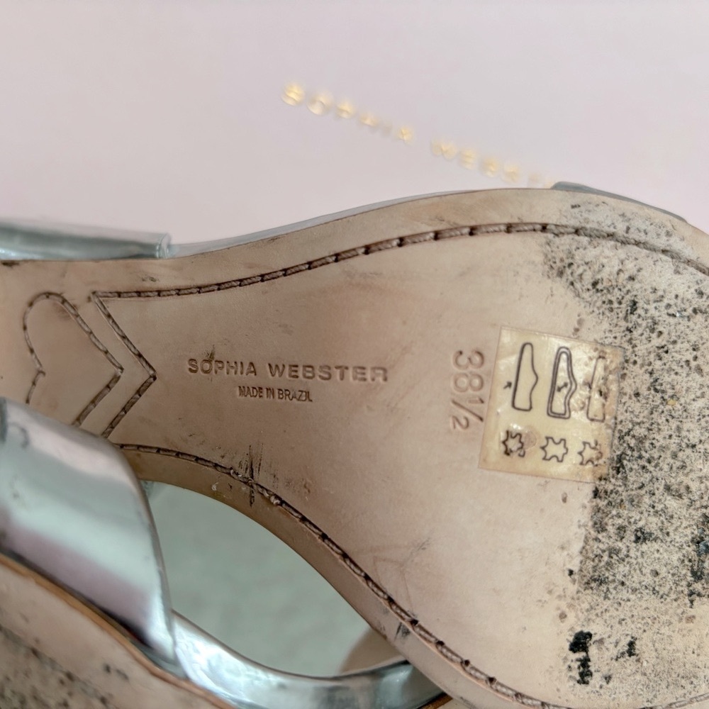 Sophia Webster Maya Silver Bow-Accent Ankle Strap Sandals - Silver - Picture 8 of 14